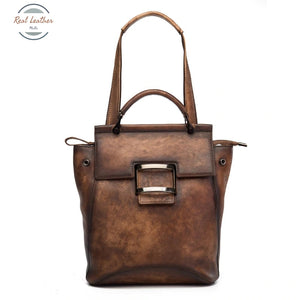 Vintage Leather Convertible Backpack For Women