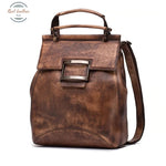 Vintage Leather Convertible Backpack For Women