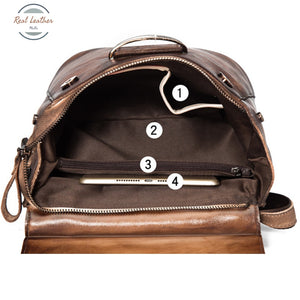 Vintage Leather Convertible Backpack For Women