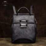 Vintage Leather Convertible Backpack For Women Black