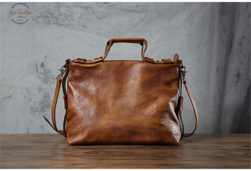 Vintage Leather Handbag Brown Handbags