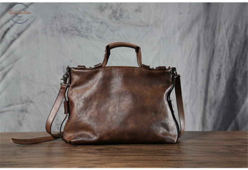 Vintage Leather Handbag Coffee Handbags