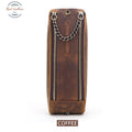 Vintage Leather Handmade Double Zipper Pencil Case Pouch