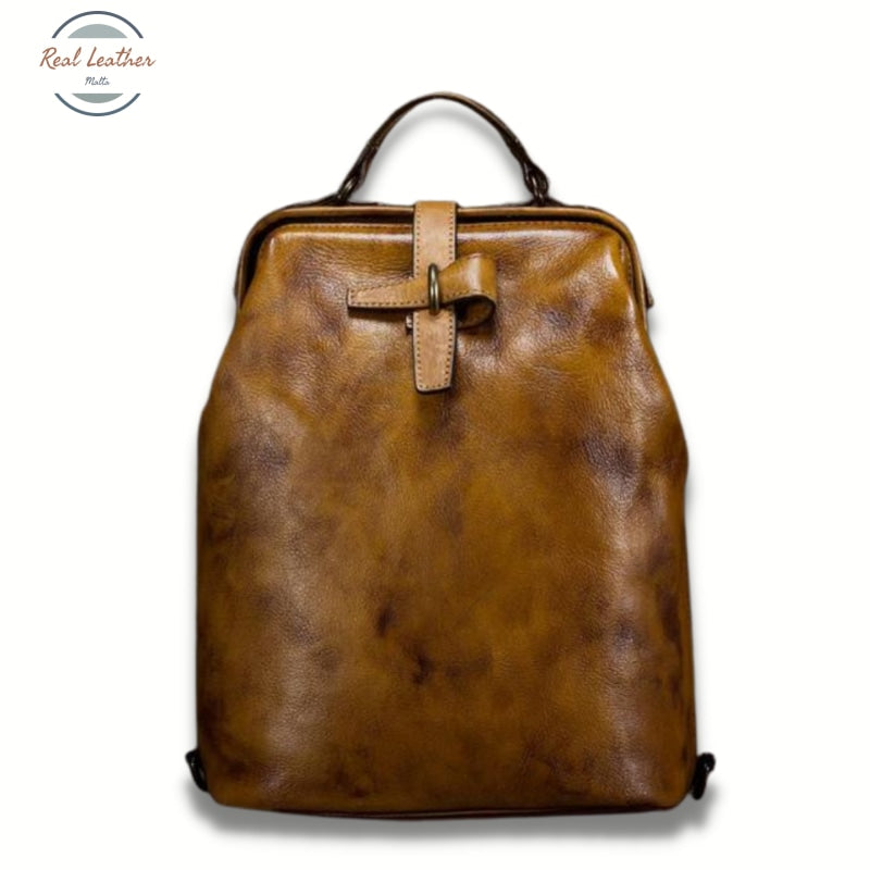Vintage Leather Large Capacity Backpack Brown Backpacks