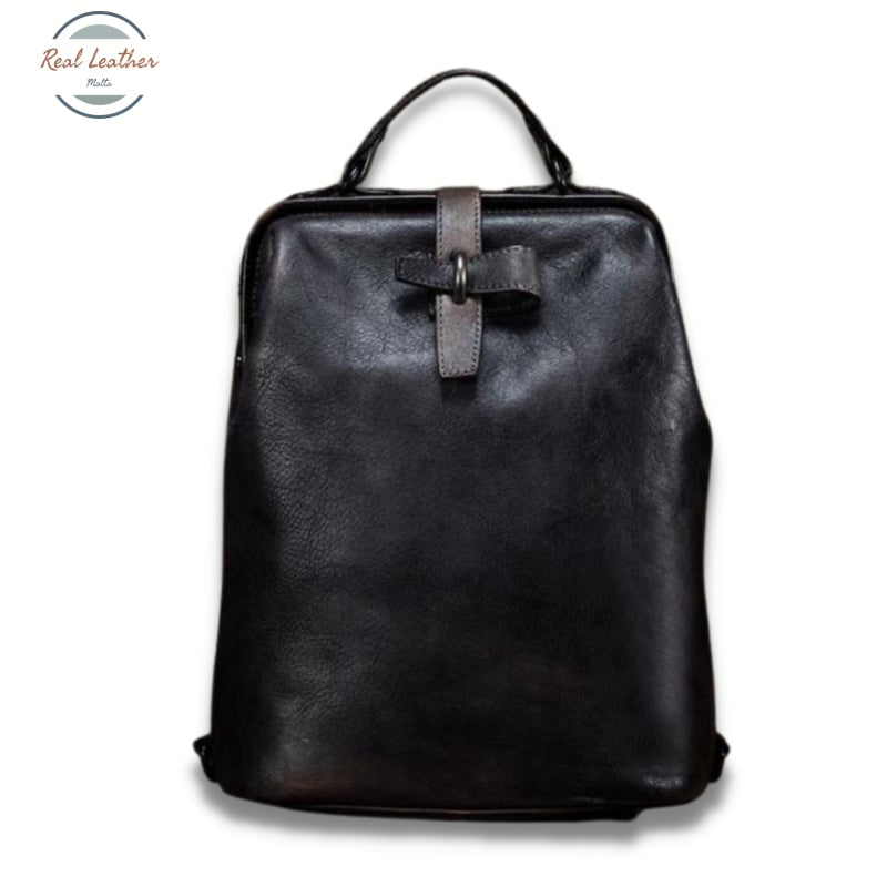 Vintage Leather Large Capacity Backpack Dark Grey Backpacks