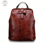 Vintage Leather Large Capacity Backpack Red Backpacks