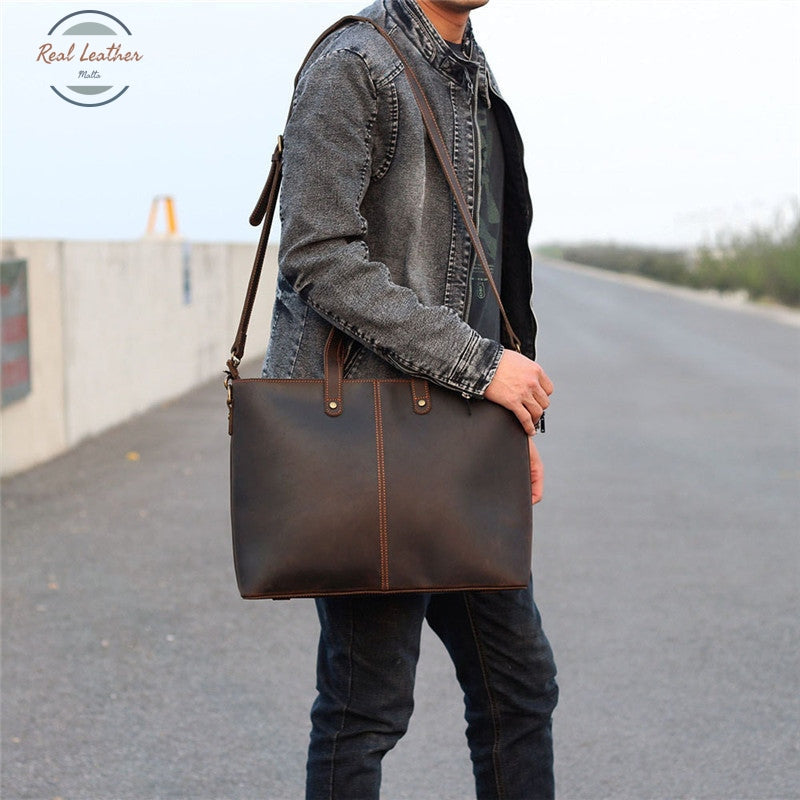 Vintage Leather Tote Bag