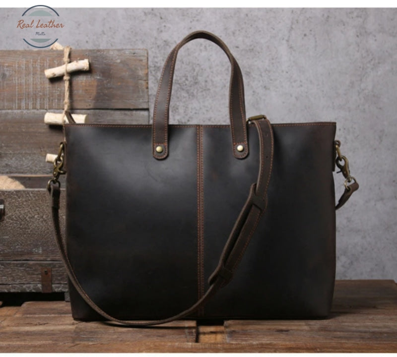 Vintage Leather Tote Bag