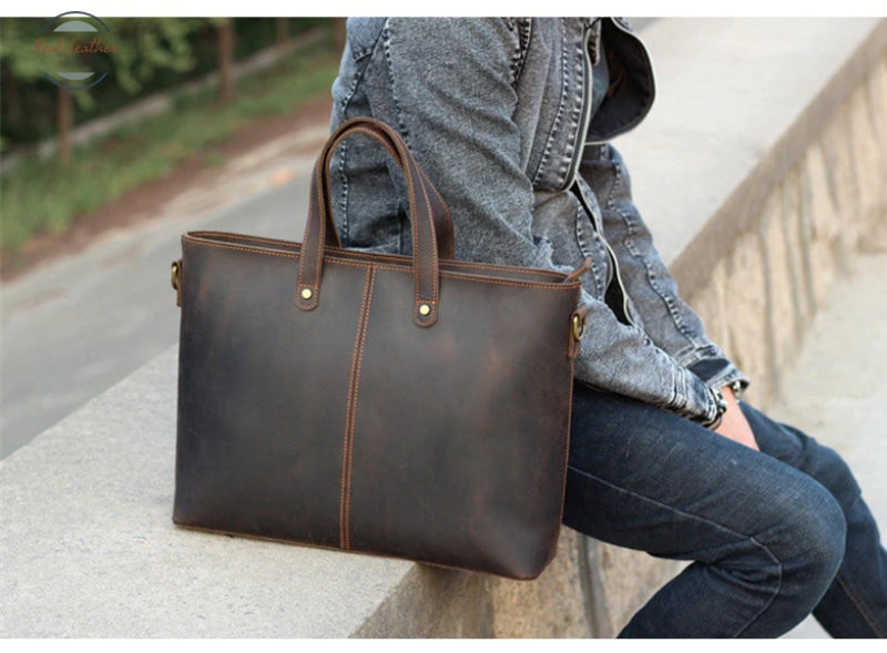 Vintage Leather Tote Bag