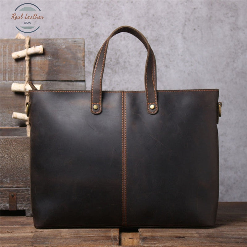 Vintage Leather Tote Bag Coffee