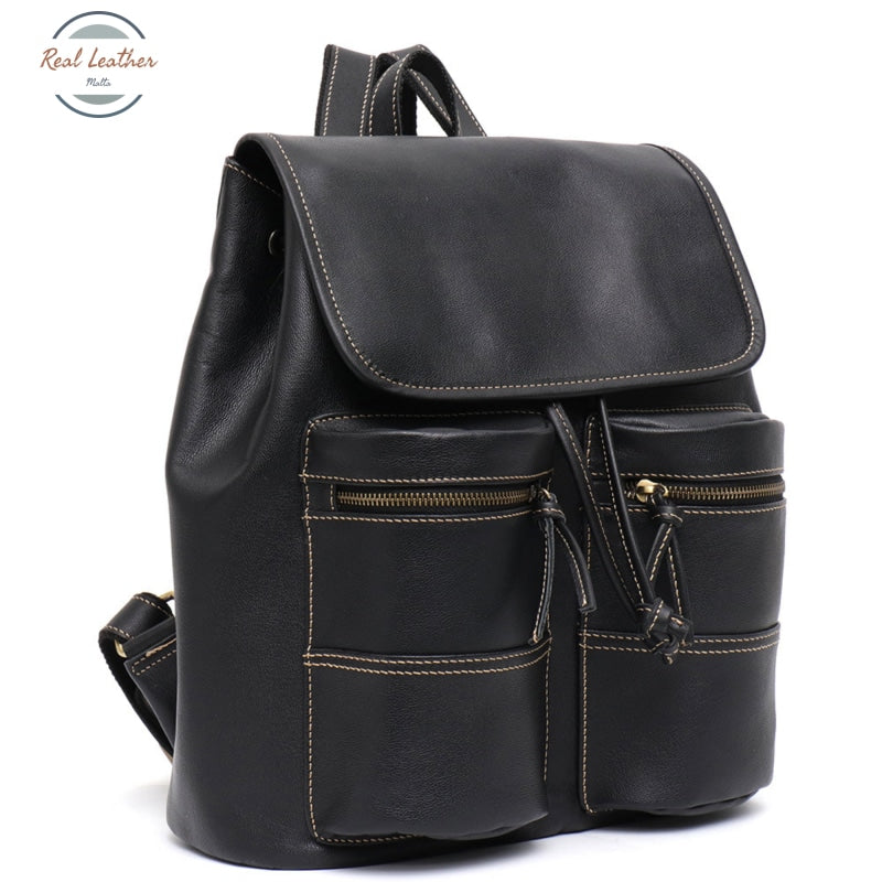Vintage Real Leather Drawstring Backpack
