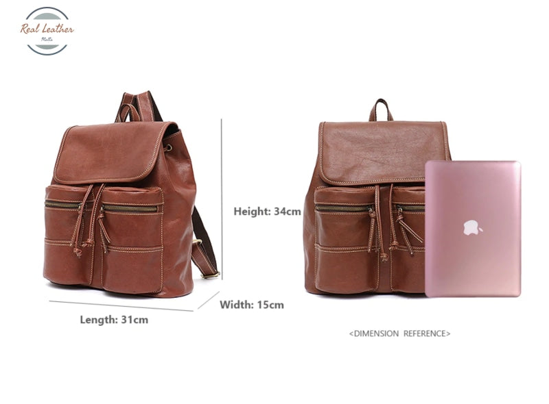 Vintage Real Leather Drawstring Backpack