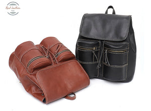 Vintage Real Leather Drawstring Backpack