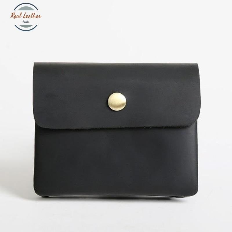 Vintage Styled Genuine Leather Wallet Unisex Black 2 Wallets