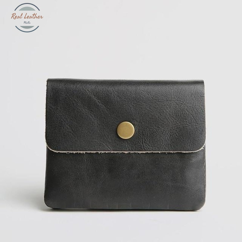 Vintage Styled Genuine Leather Wallet Unisex Black Wallets