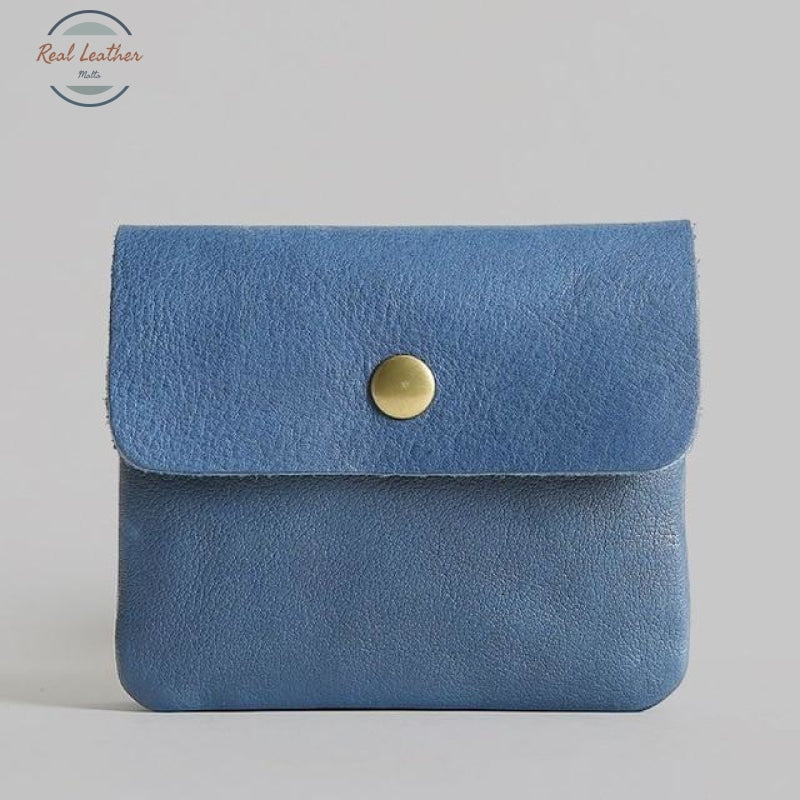 Vintage Styled Genuine Leather Wallet Unisex Blue Wallets