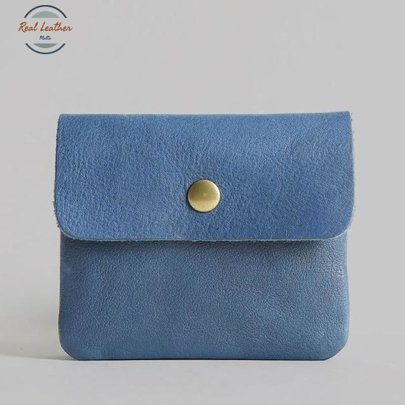 Vintage Styled Genuine Leather Wallet Unisex Blue Wallets