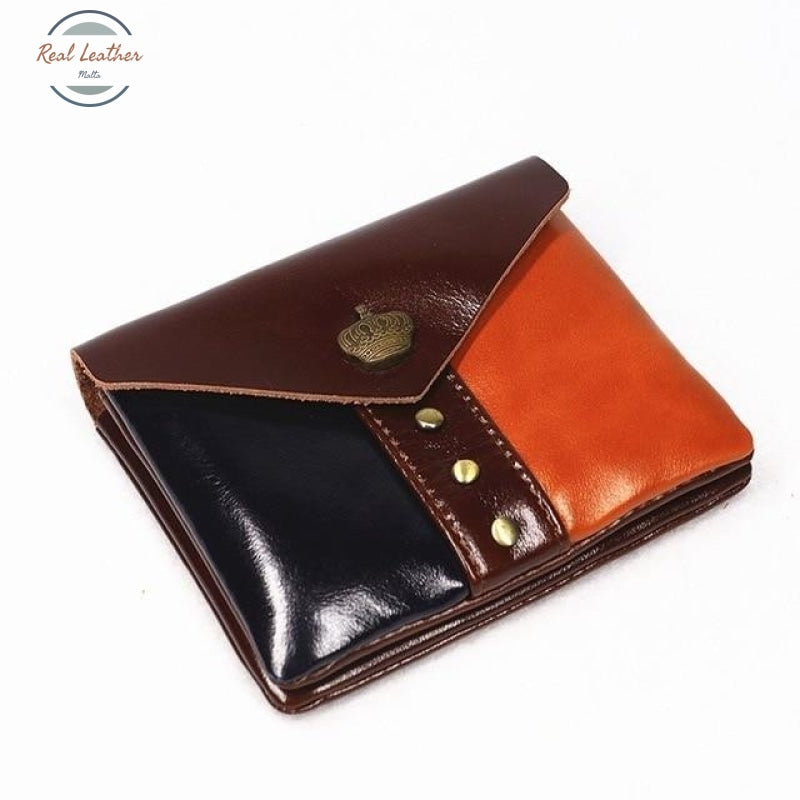 Vintage Styled Genuine Leather Wallet Unisex Coffee Blue Wallets