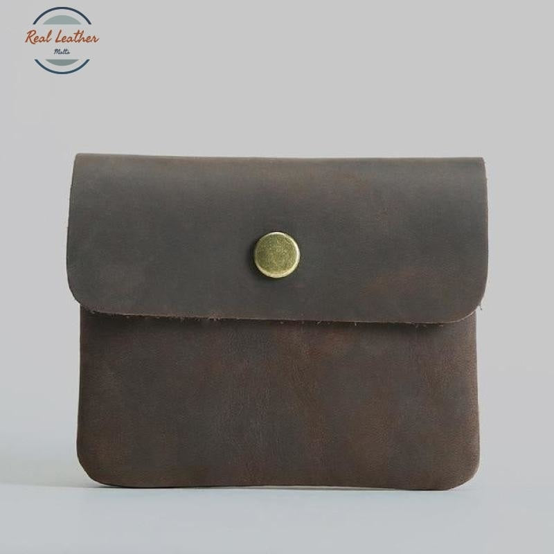 Vintage Styled Genuine Leather Wallet Unisex Dark Brown Wallets