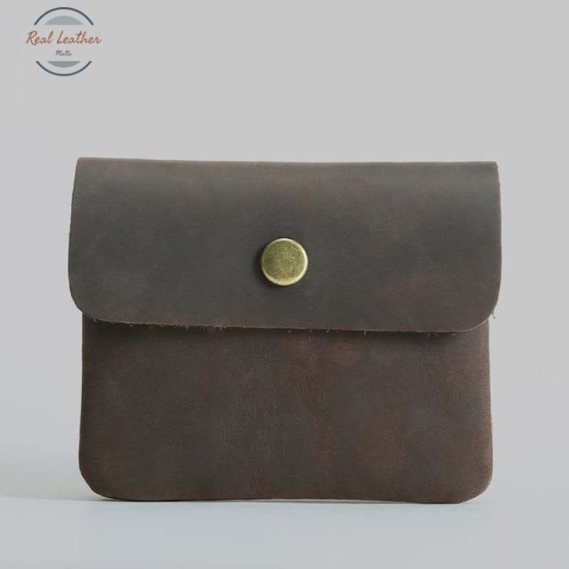 Vintage Styled Genuine Leather Wallet Unisex Dark Brown Wallets