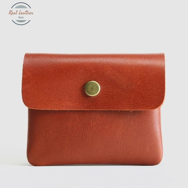 Vintage Styled Genuine Leather Wallet Unisex Dark Orange Wallets