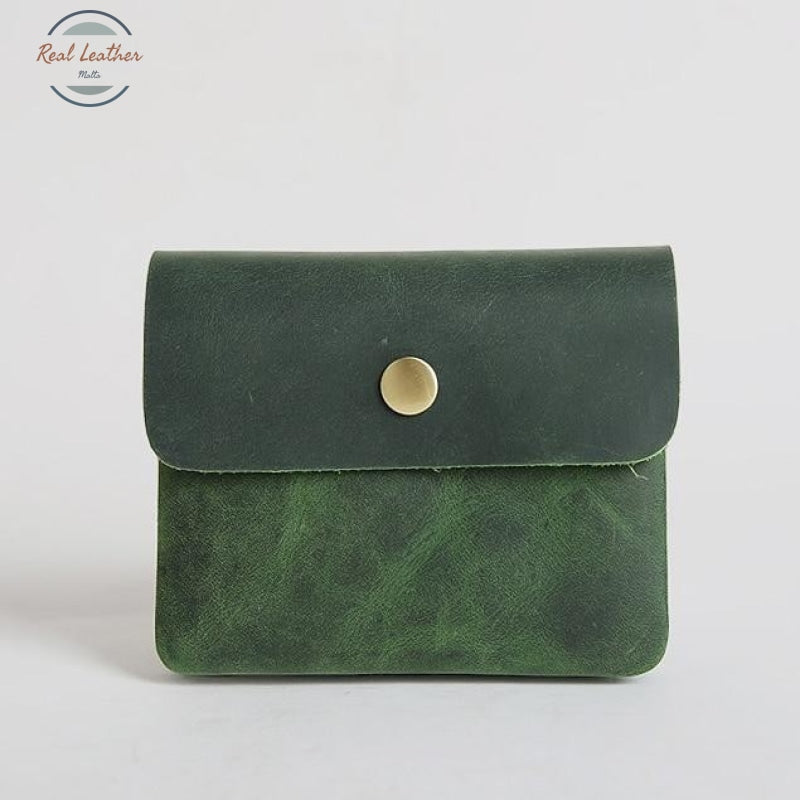 Vintage Styled Genuine Leather Wallet Unisex Green 2 Wallets