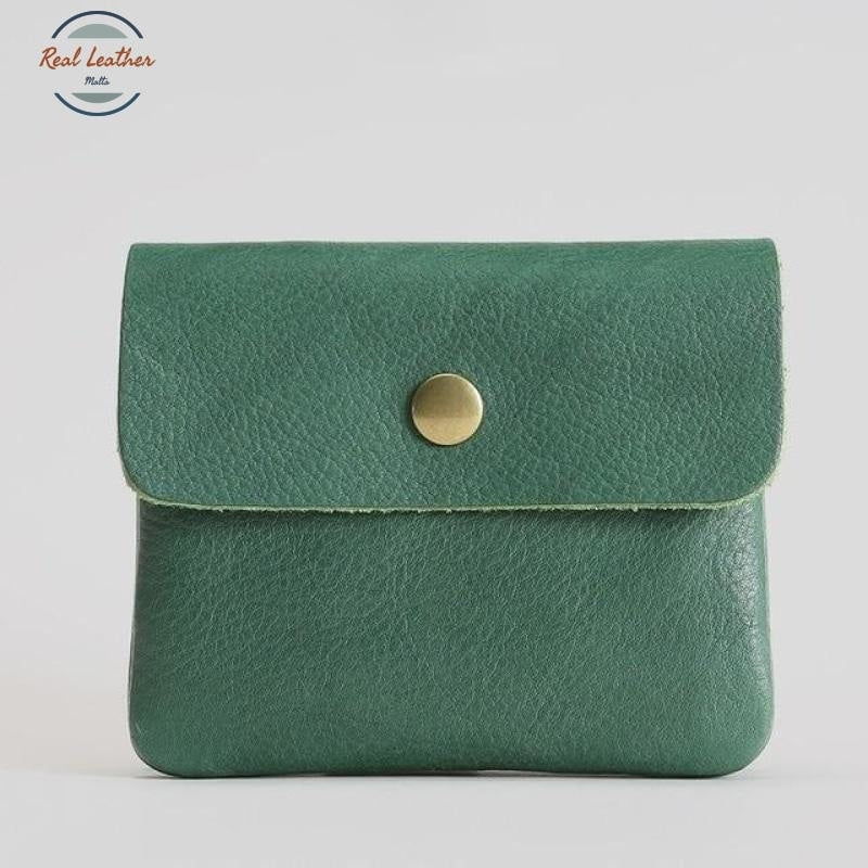 Vintage Styled Genuine Leather Wallet Unisex Green Wallets