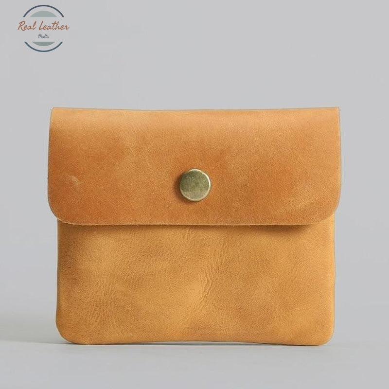 Vintage Styled Genuine Leather Wallet Unisex Yellow Wallets