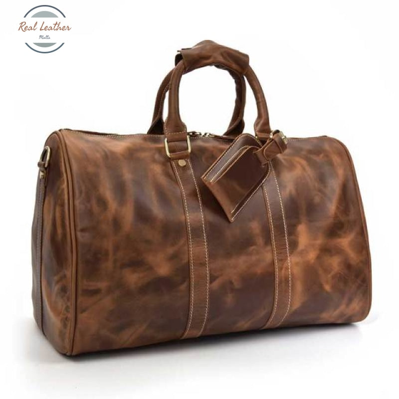 Weekender Travel Duffel Bag Oil Skin Brown Pattern
