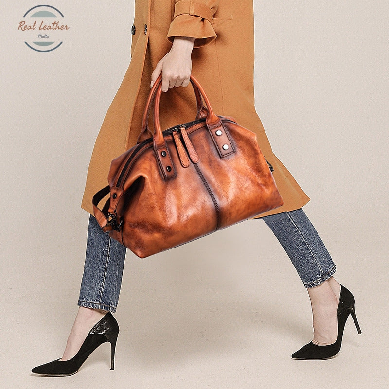 Johnature 2021 New Retro Women Bag Genuine Leather Lady Handbag Nature Soft Cowhide Hand Painted