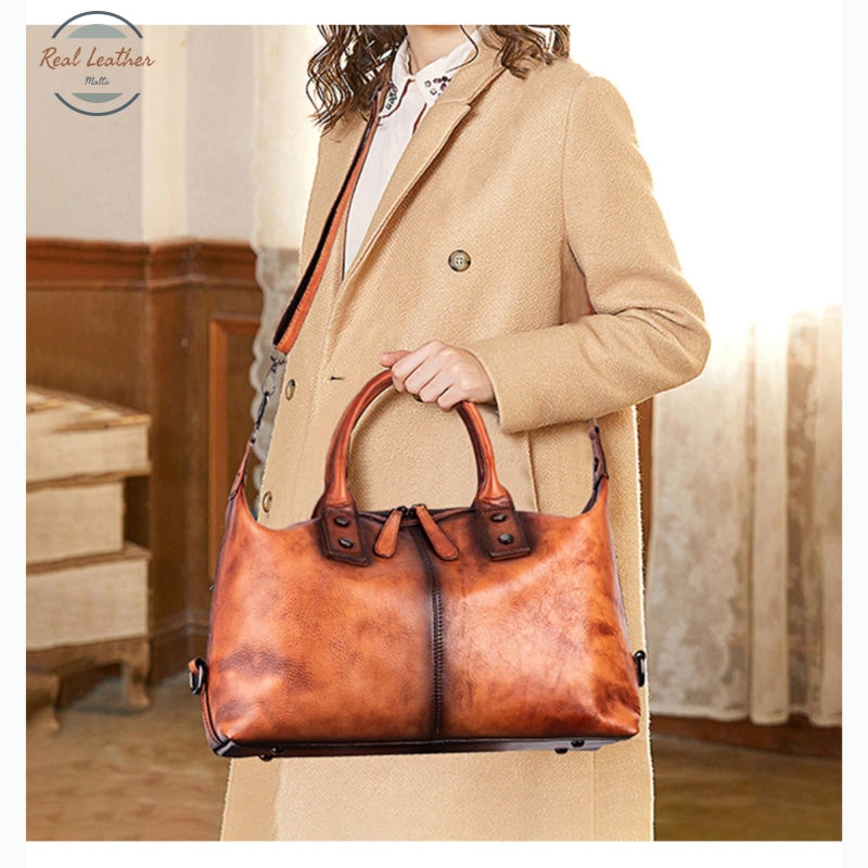 Johnature 2021 New Retro Women Bag Genuine Leather Lady Handbag Nature Soft Cowhide Hand Painted