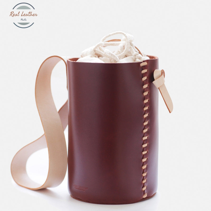 Women Staud Leather Bucket Bag Burgundy / About 15Cm-23Cm-15Cm
