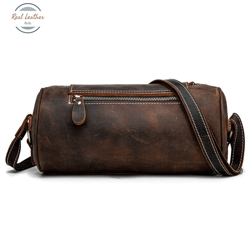 Women Vintage Leather Barrel Shoulder Bag