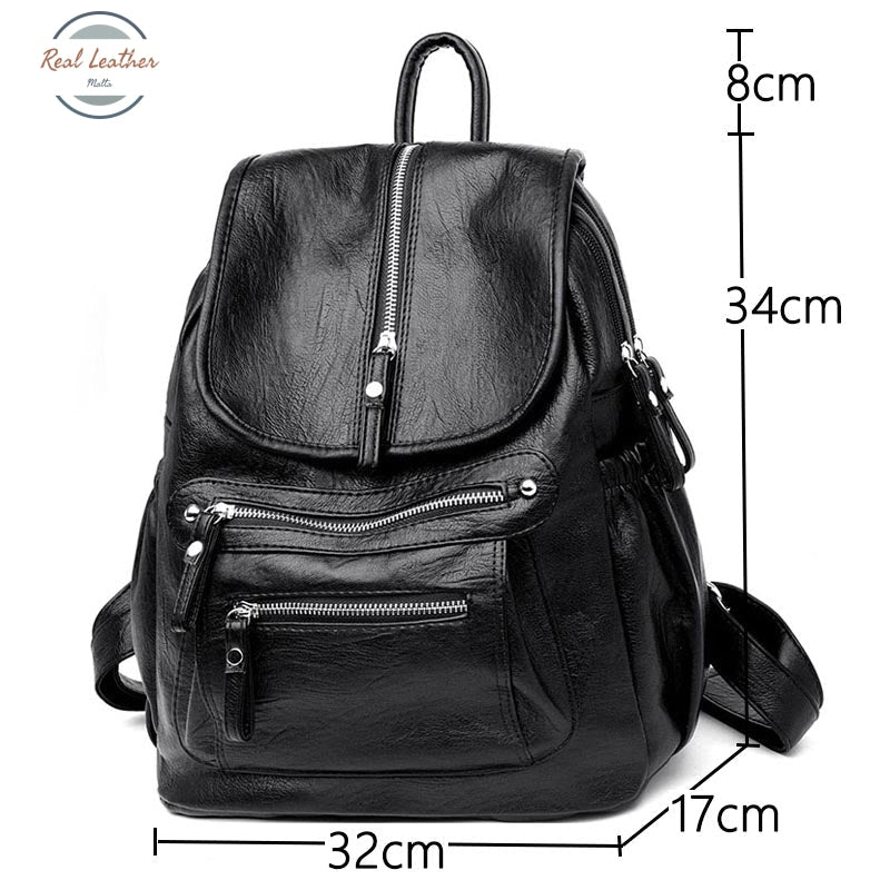 Women Vintage Leather Daypack