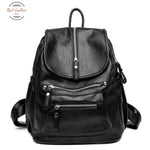 Women Vintage Leather Daypack Black