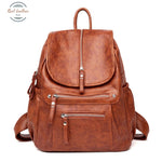 Women Vintage Leather Daypack Brown
