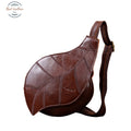 Womens Leather Leaf Shaped Crossbody Bag Coffee Bags